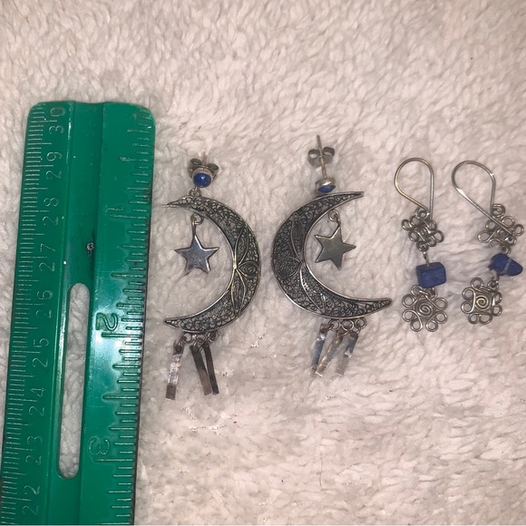 Blue Stone and Silverplated Two set of earings Filigree - Picture 6 of 6